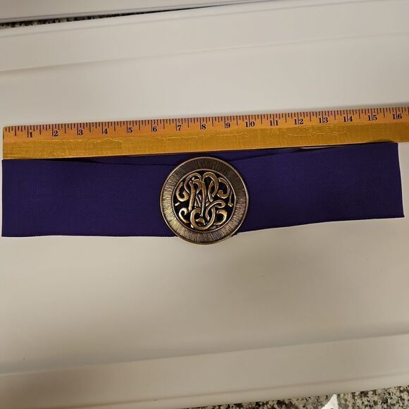 Purple Regal Elastic Belt Brushed Gold Hardware Waist 32"-36" - Picture 6 of 6